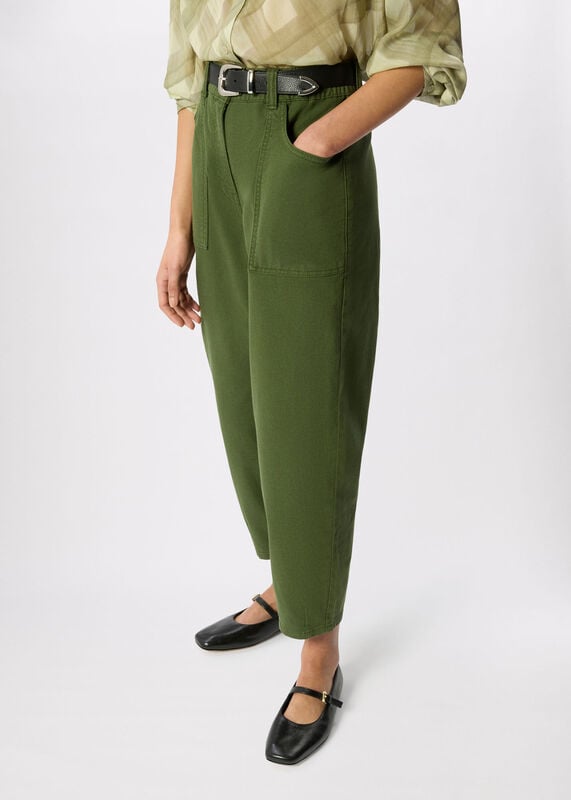Khaki Petite Tessa Casual Trouser