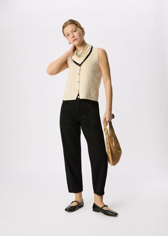 Solid Black Tessa Casual Trouser