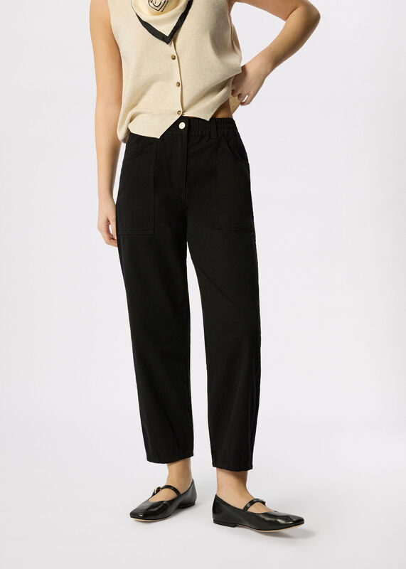 Solid Black Tessa Casual Trouser